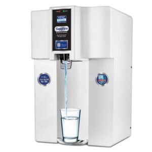 KENT Sapphire RO Water Purifier|RO+UF+Inline UV+Alkaline+TDS Control+UV LED in Tank | Fully Automatic On & OFF Operation|.0001 Micron RO Membrane|20 LPH| 8L| Ideal For Borewell/Tanker/Municipal Water