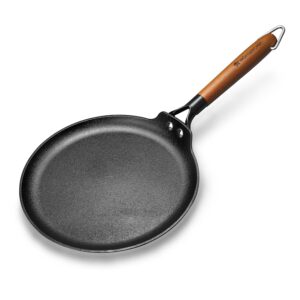 Wonderchef Pre-Seasoned Ferro Light 28cm Dosa Tawa | 4MM | Acacia Wooden Handles | Gravity Moulding Technology | No Chemical Coating |
